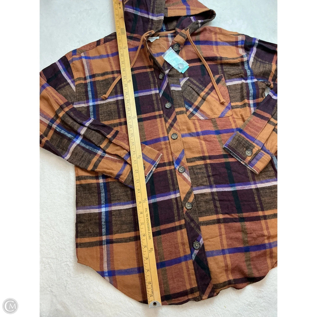 Top Long Sleeve By Maurices In Plaid Pattern, Size: S
