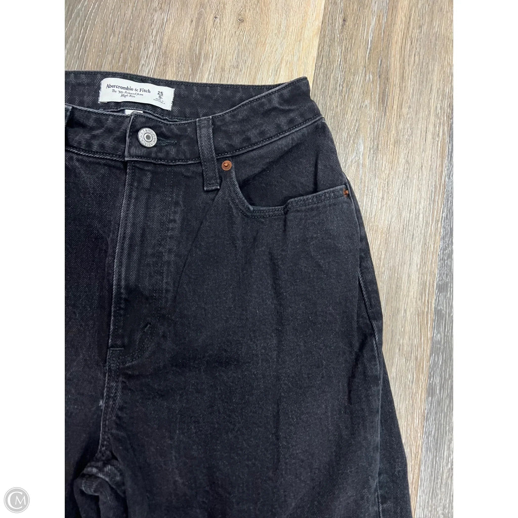 Jeans Straight By Abercrombie And Fitch In Black Denim, Size: 0