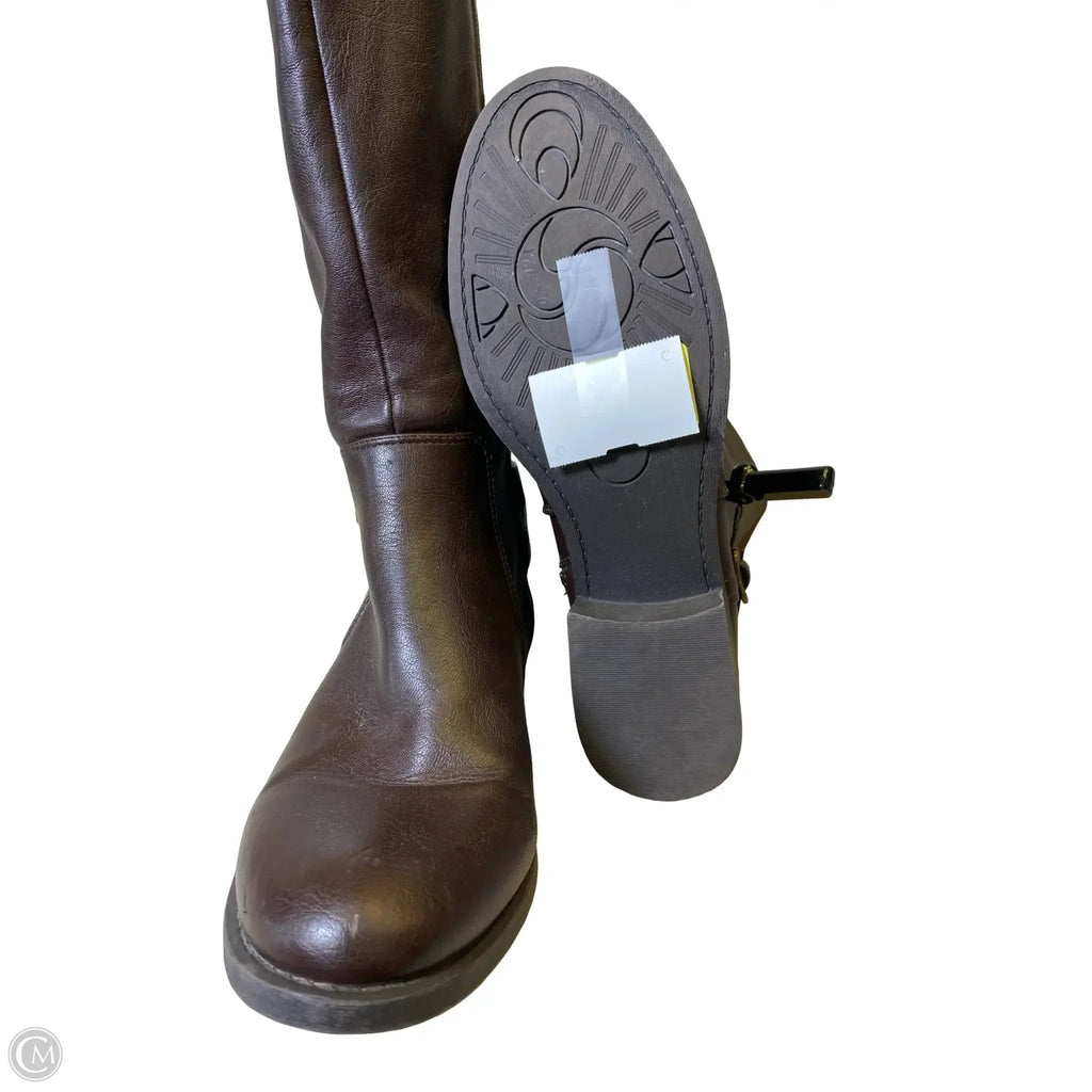 Boots Knee Flats By Nine West In Brown, Size: 10