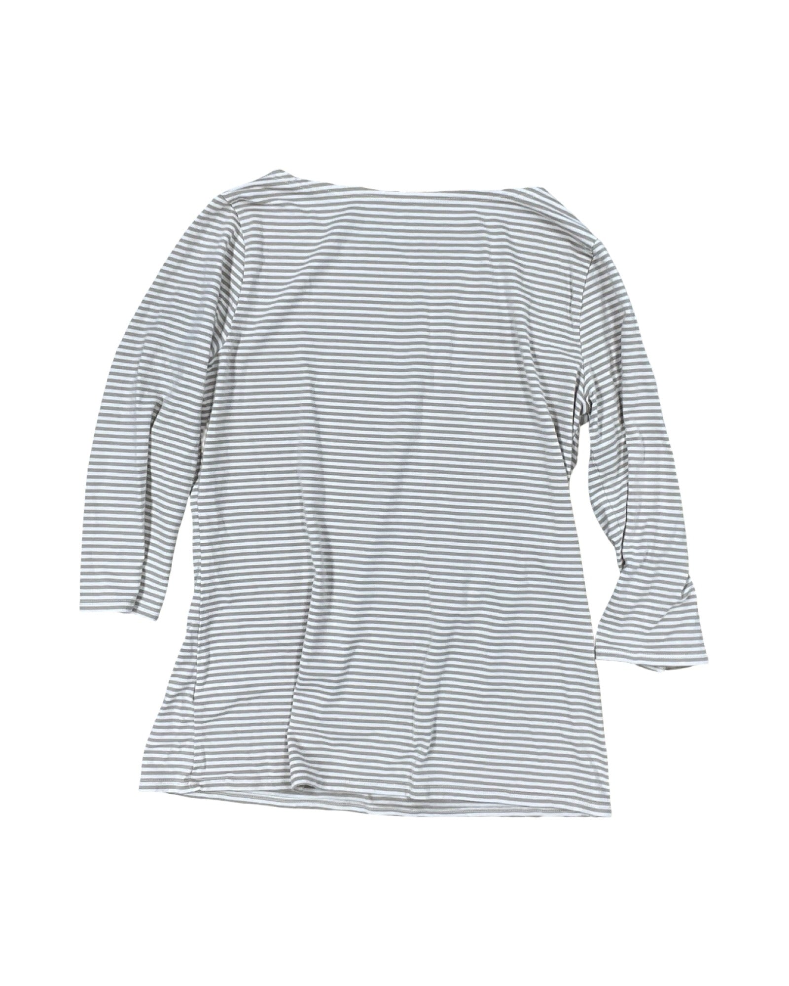 Top 3/4 Sleeve By Garnet Hill In Tan & White, Size:M