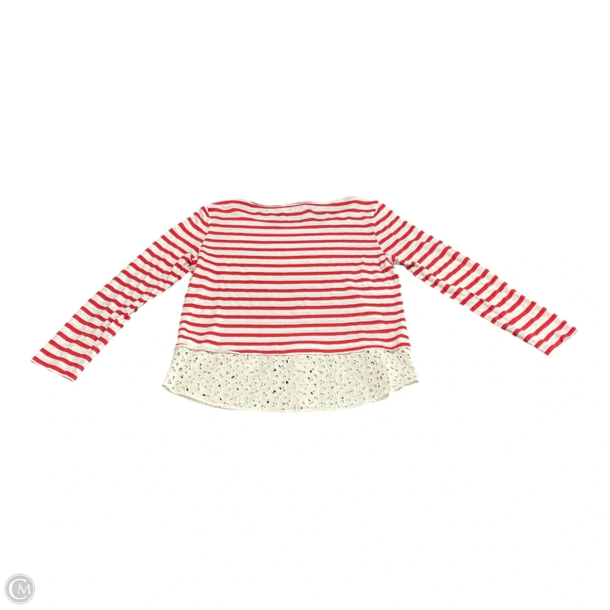 Top Long Sleeve Designer By Tory Burch In Red & White, Size: M