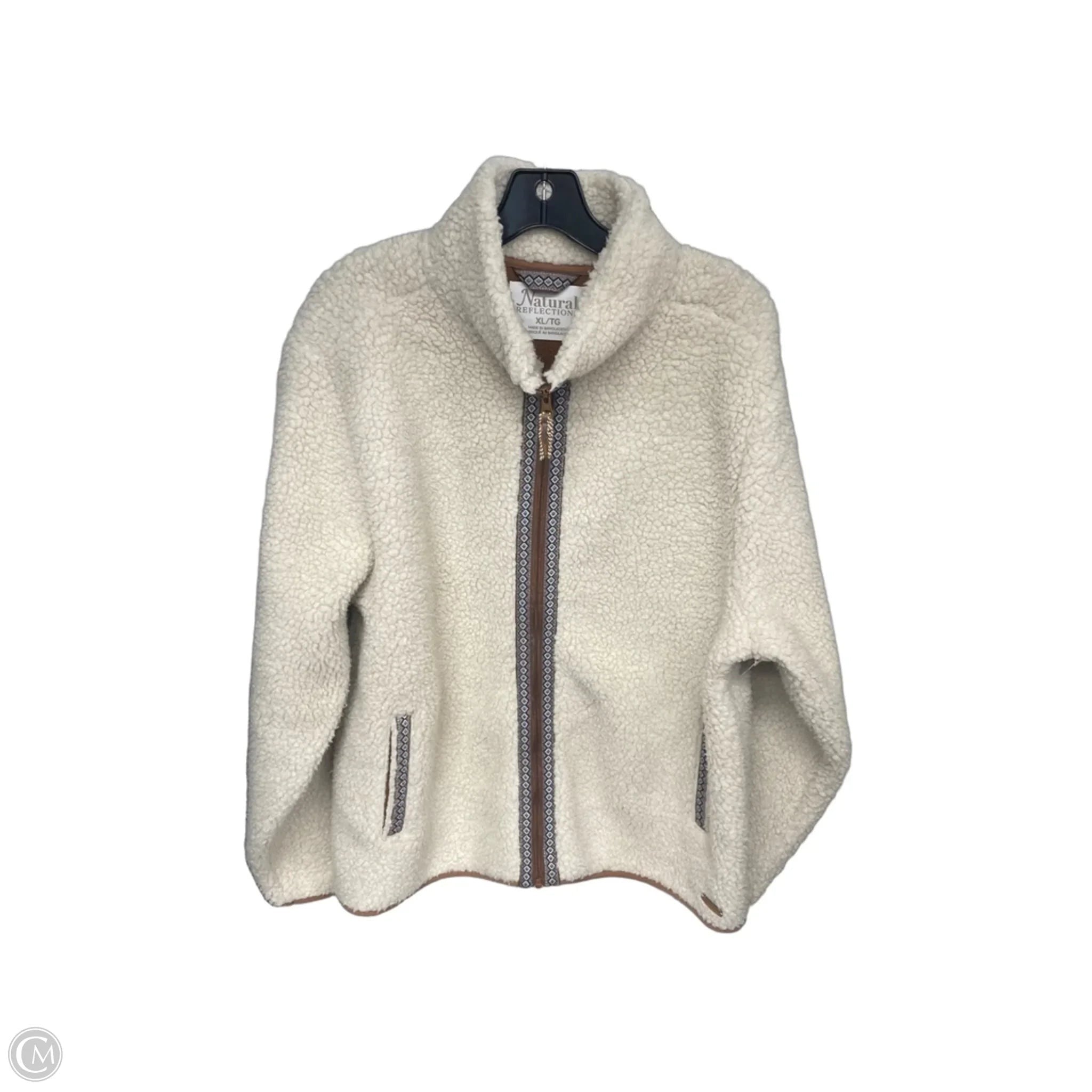 Jacket Faux Fur & Sherpa By Natural Reflections In Cream, Size: Xl
