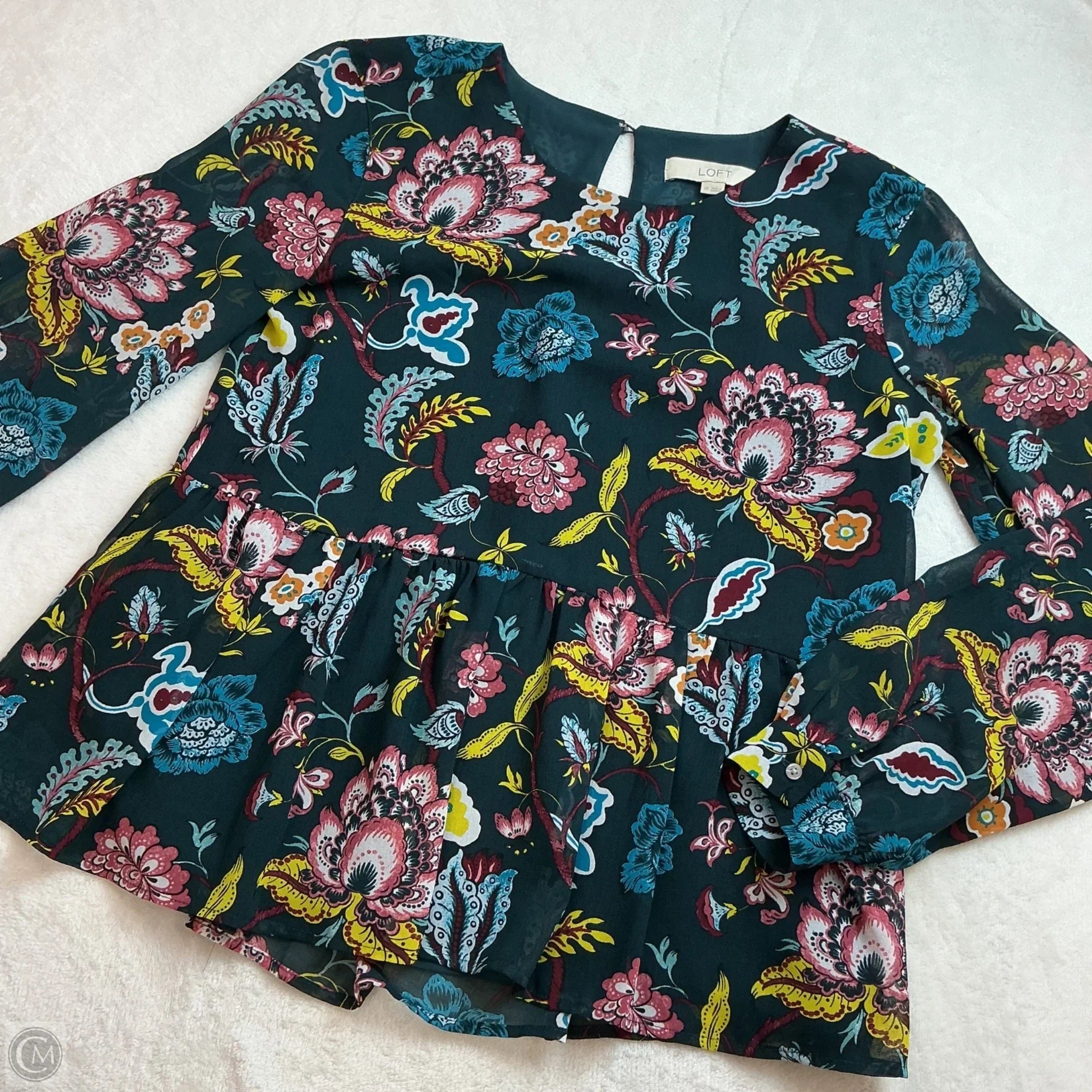 Top Long Sleeve By Loft In Floral Print, Size: Xs