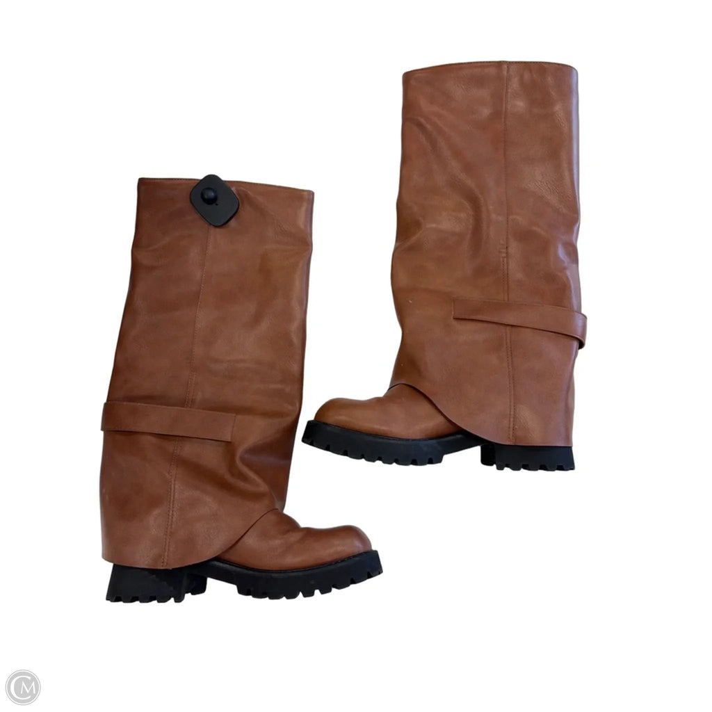 Boots Mid-calf Flats By Clothes Mentor In Brown, Size: 6