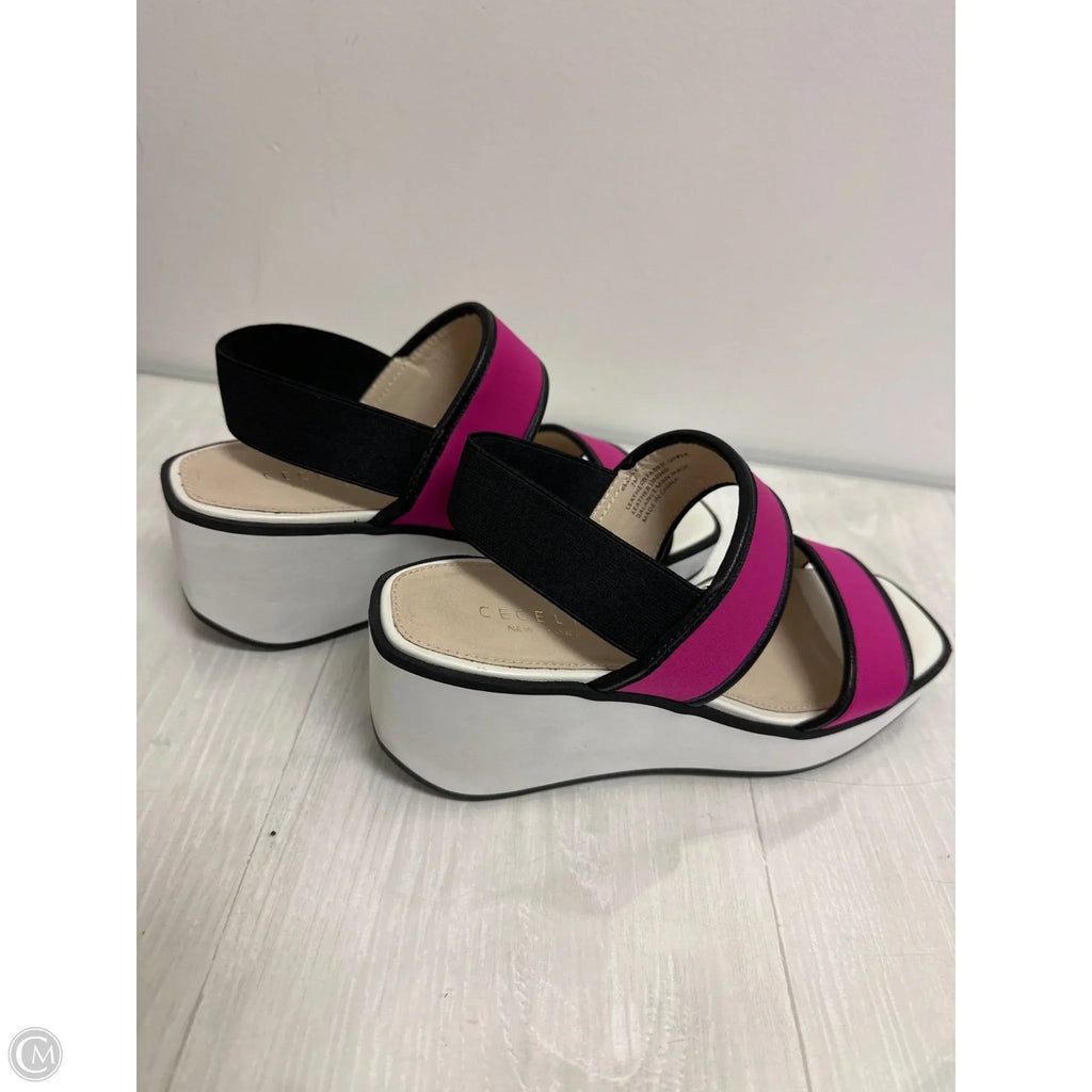 Sandals Heels Wedge By Cma In Pink & White, Size: 7