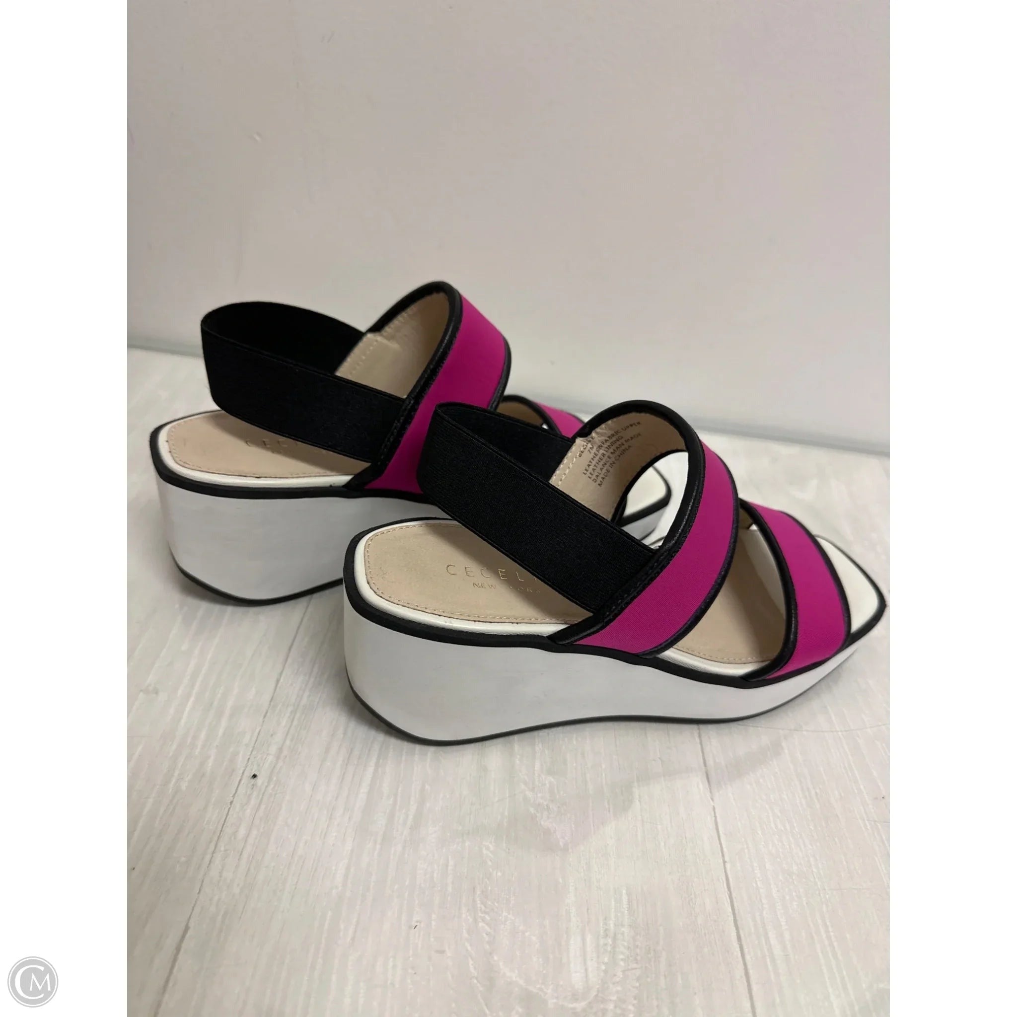 Sandals Heels Wedge By Cma In Pink & White, Size: 7