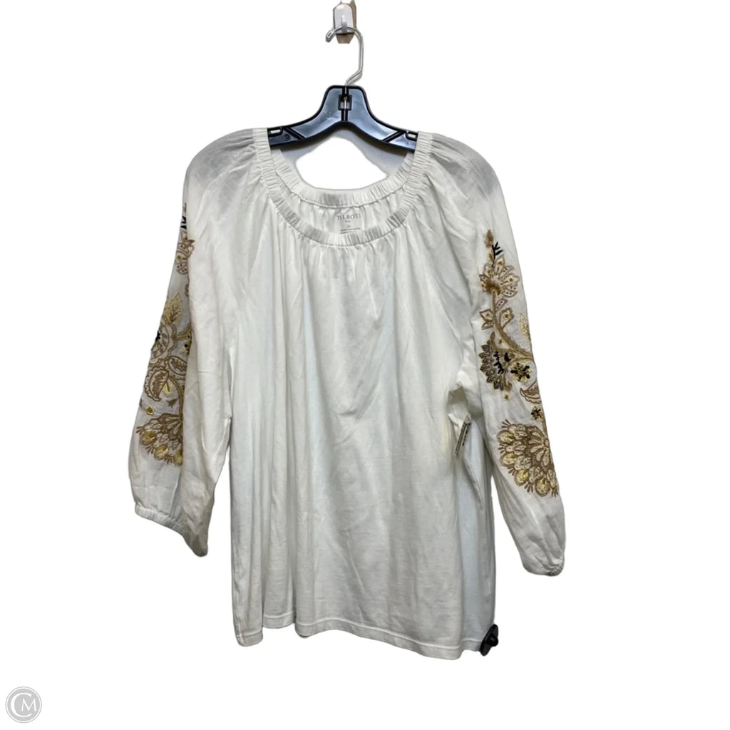 Top Long Sleeve By Talbots In White, Size: 2x