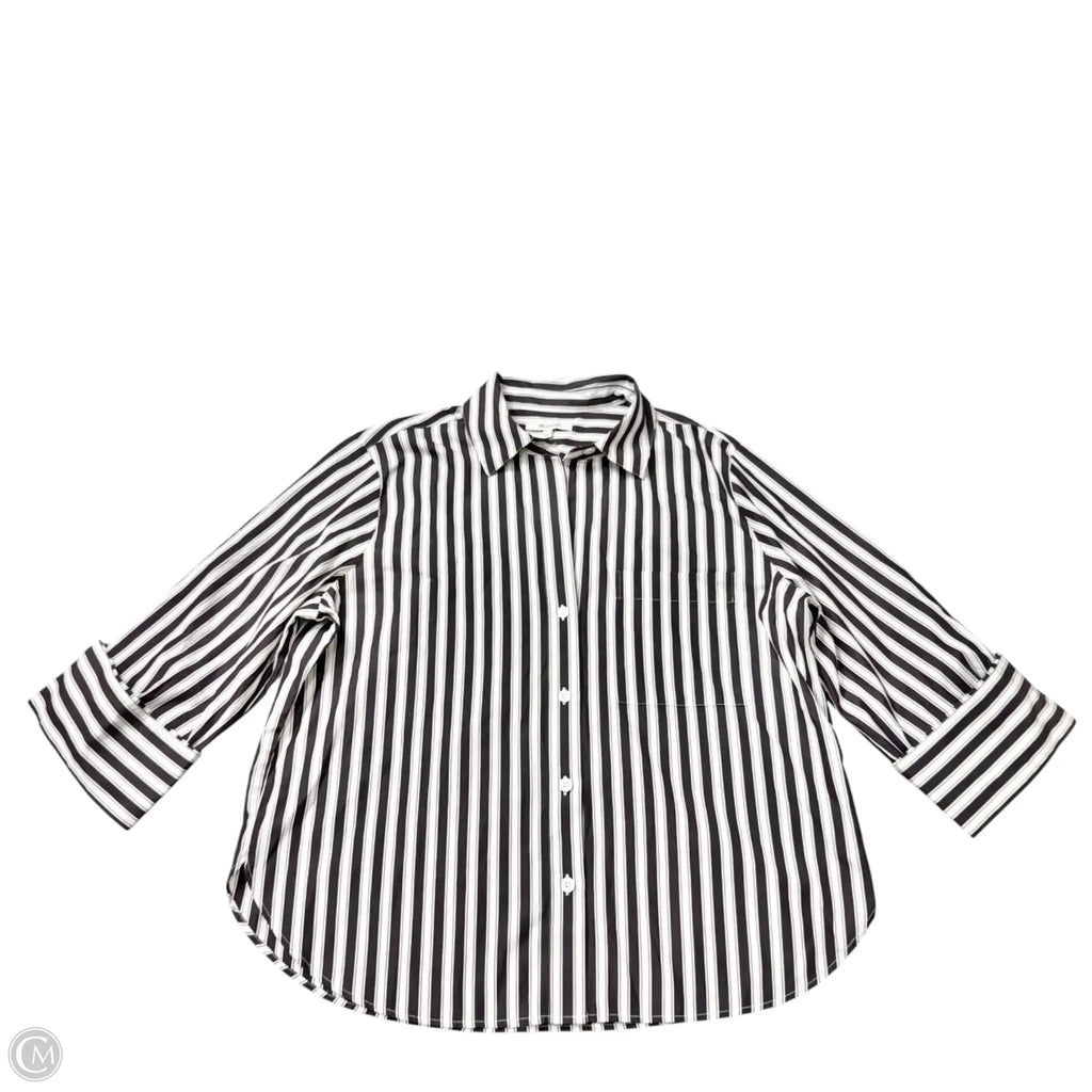 Top Long Sleeve By Madewell In Purple & White, Size: M