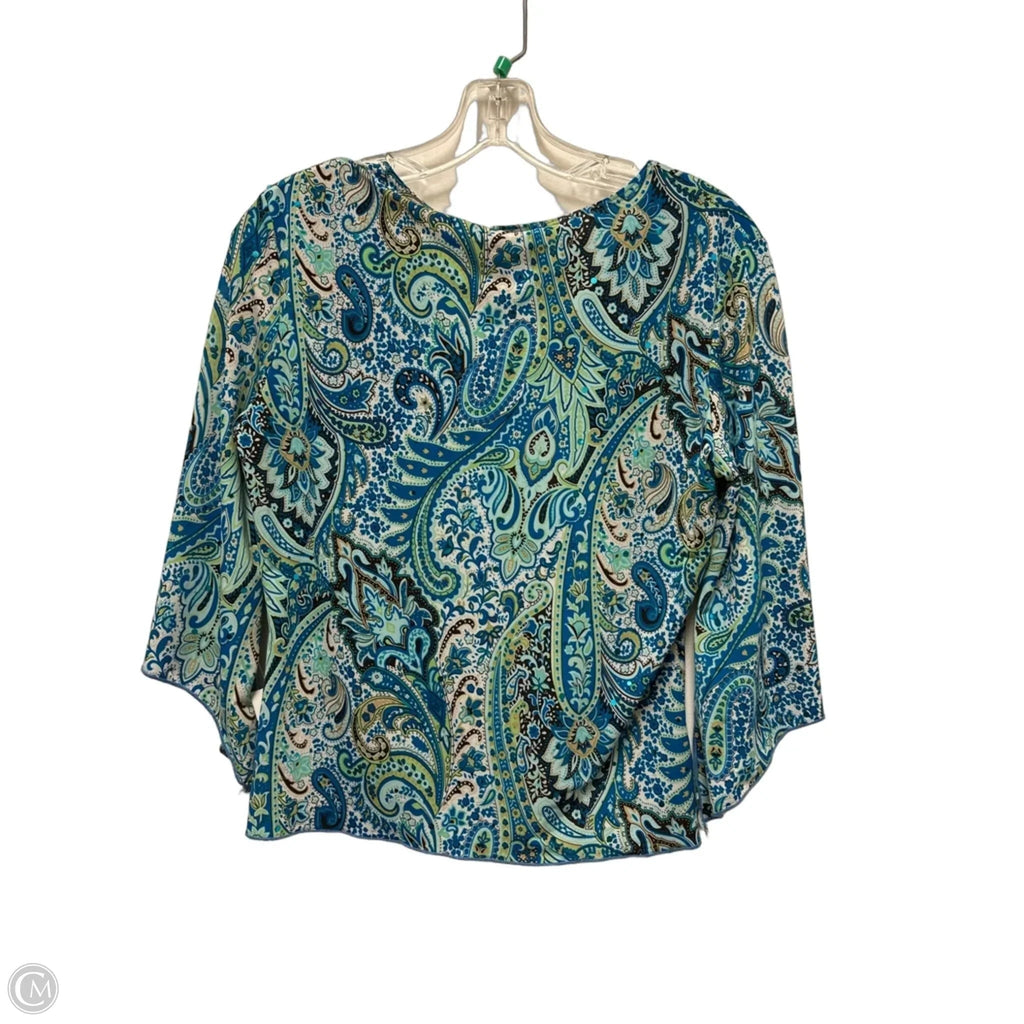 Top Long Sleeve By Brittany Black In Blue & Green, Size: Mp
