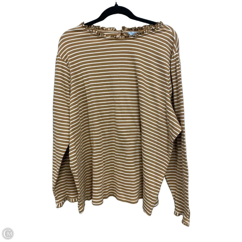 Top Long Sleeve By Croft And Barrow In Cream & Tan, Size: 4x