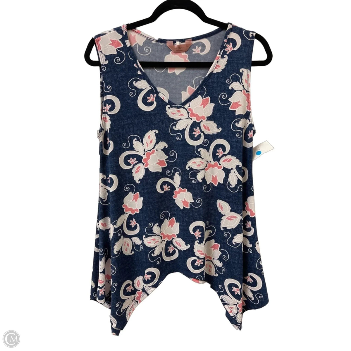 Top Sleeveless By Sjs In Blue & White, Size: L