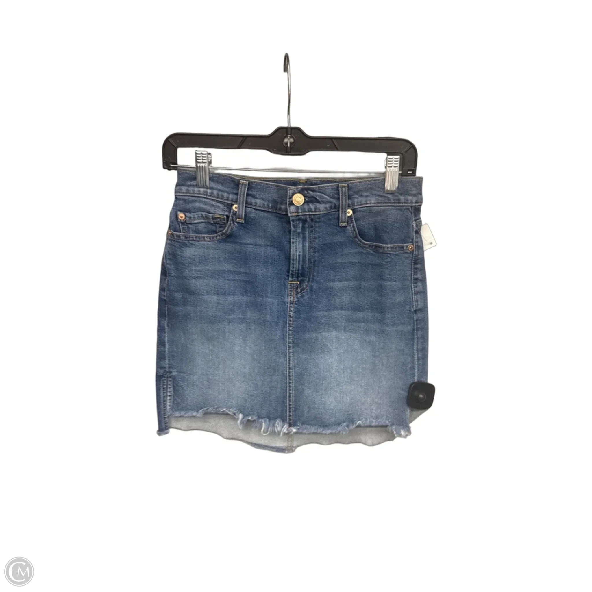 Skirt Mini & Short By 7 For All Mankind In Blue Denim, Size: 2