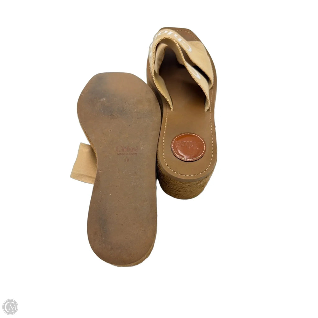 Chloe Woody Wedge Platform Luxury Shoes, Size: 9 (39)