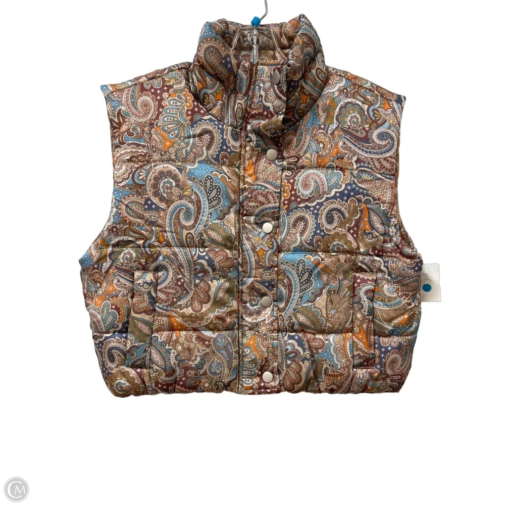 Vest Puffer & Quilted By Current Air In Paisley Print, Size: L