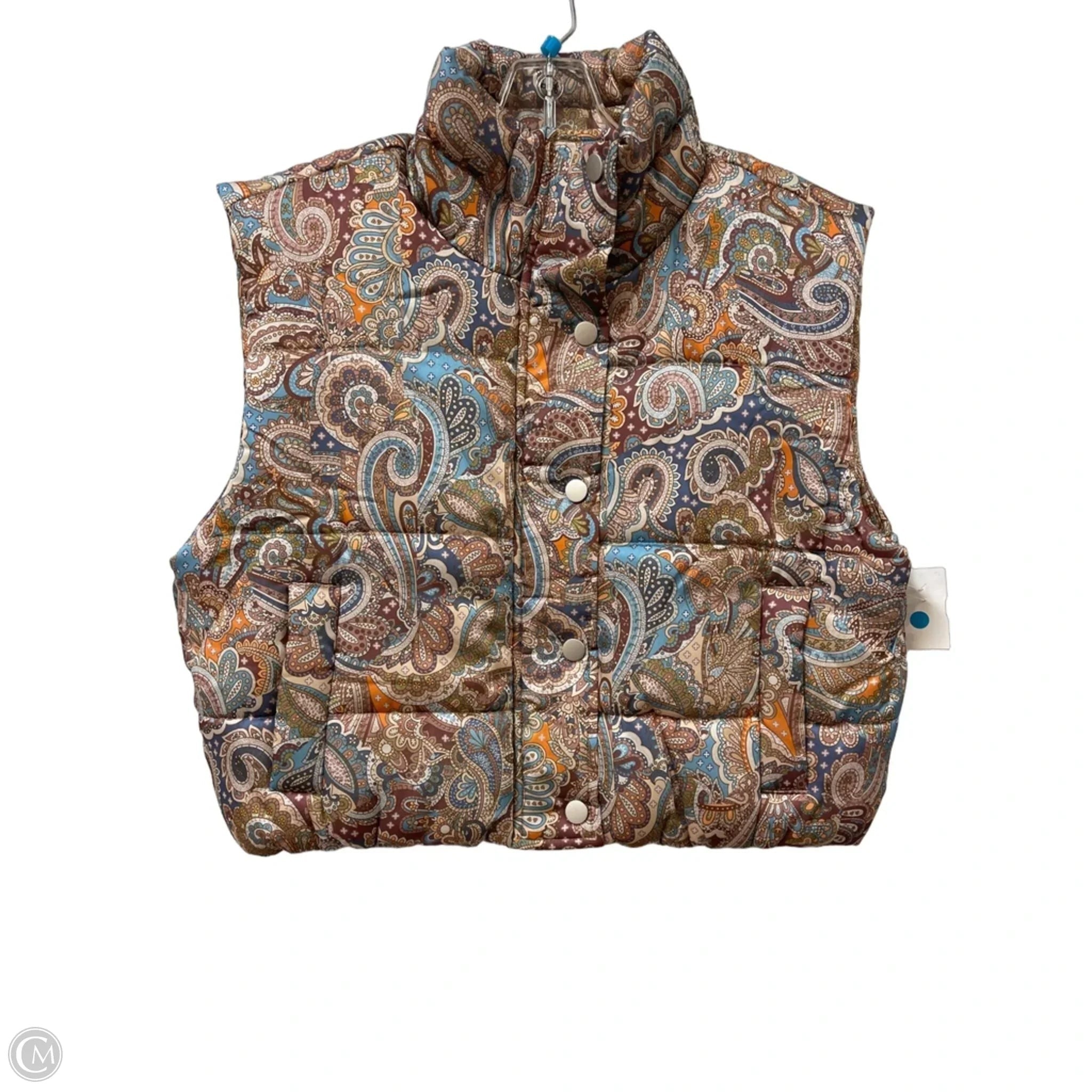 Vest Puffer & Quilted By Current Air In Paisley Print, Size: L