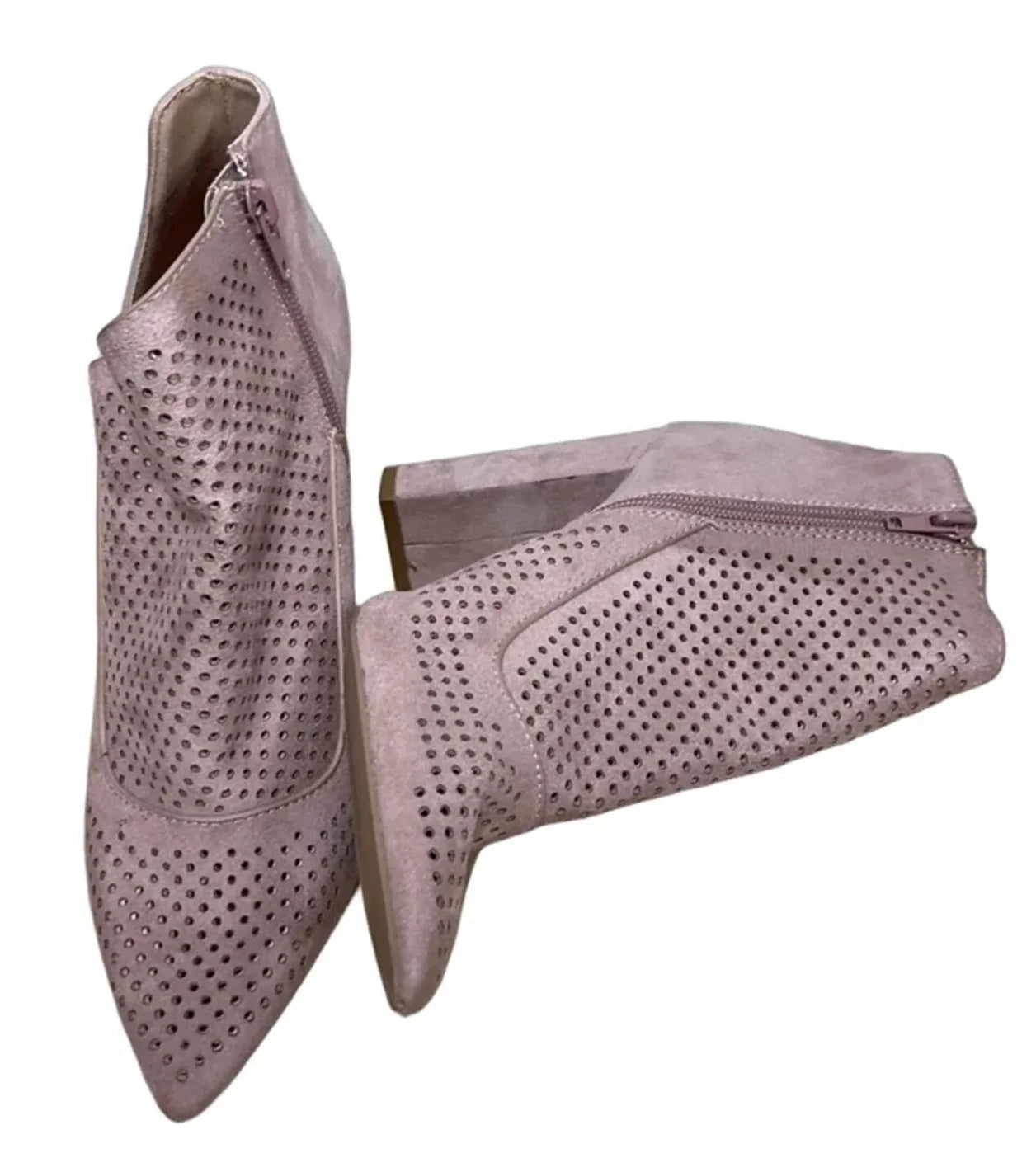Boots Ankle Heels By Kittenish In Pink, Size: 8