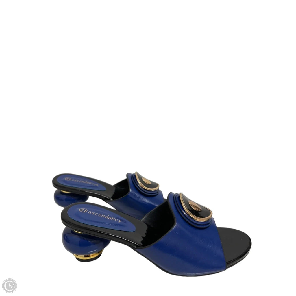 Sandals Heels Block By Clothes Mentor In Black & Blue, Size: 10.5