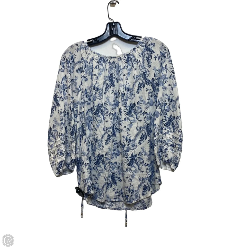 Top 3/4 Sleeve By Agb In Blue, Size: L