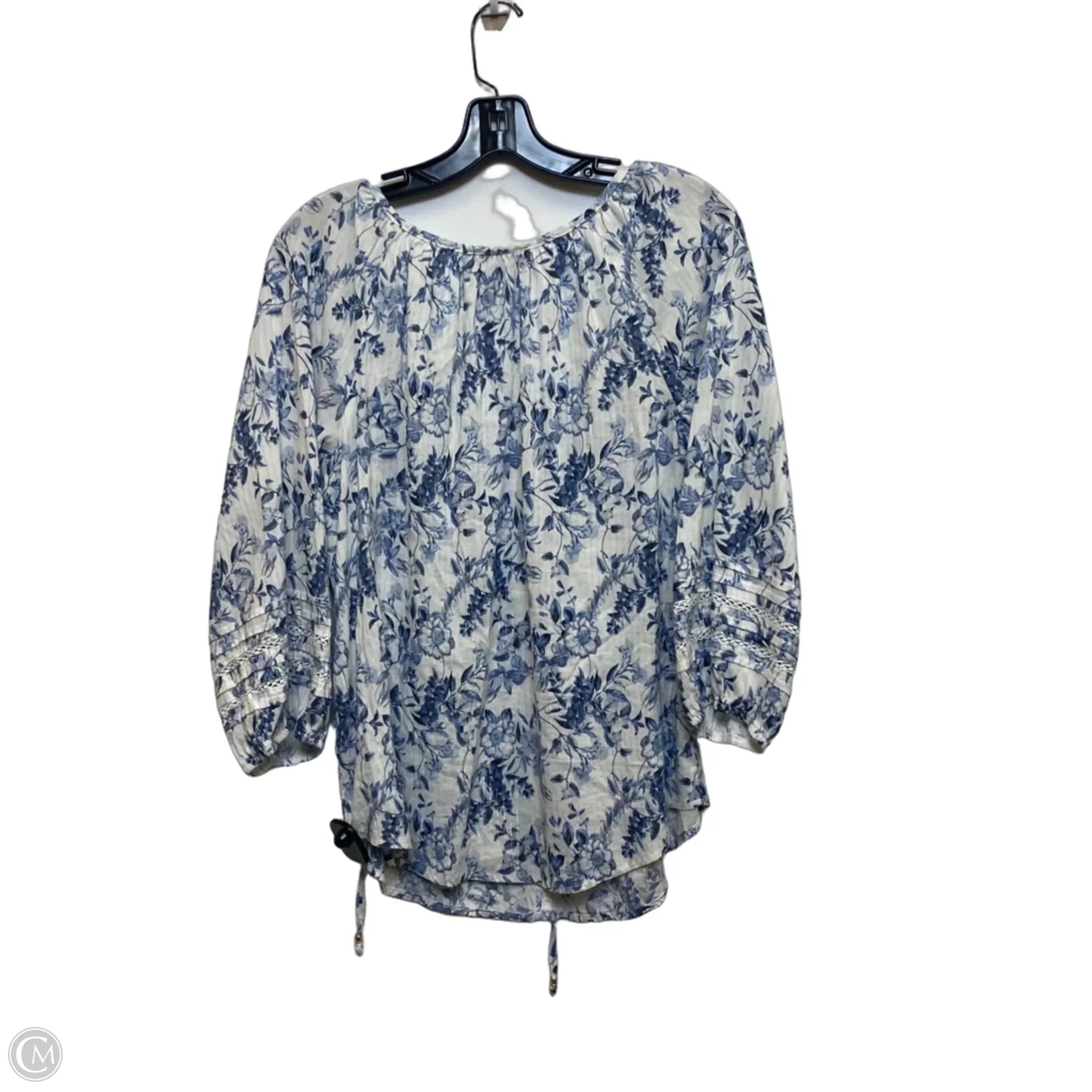 Top 3/4 Sleeve By Agb In Blue, Size: L