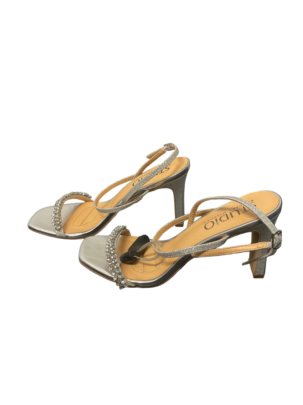 Shoes Heels Block By Badgley Mischka In Silver, Size: 8