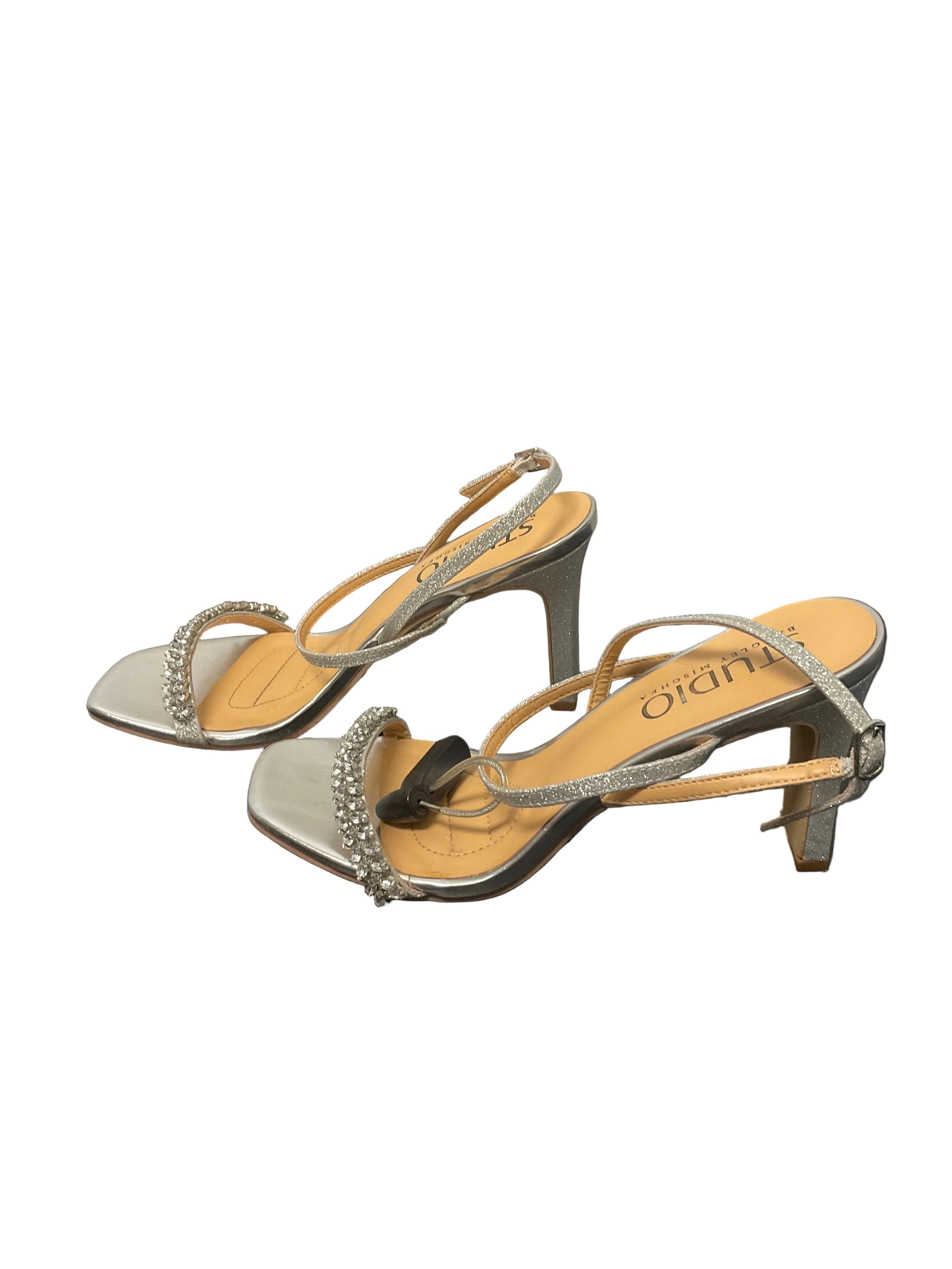 Shoes Heels Block By Badgley Mischka In Silver, Size: 8