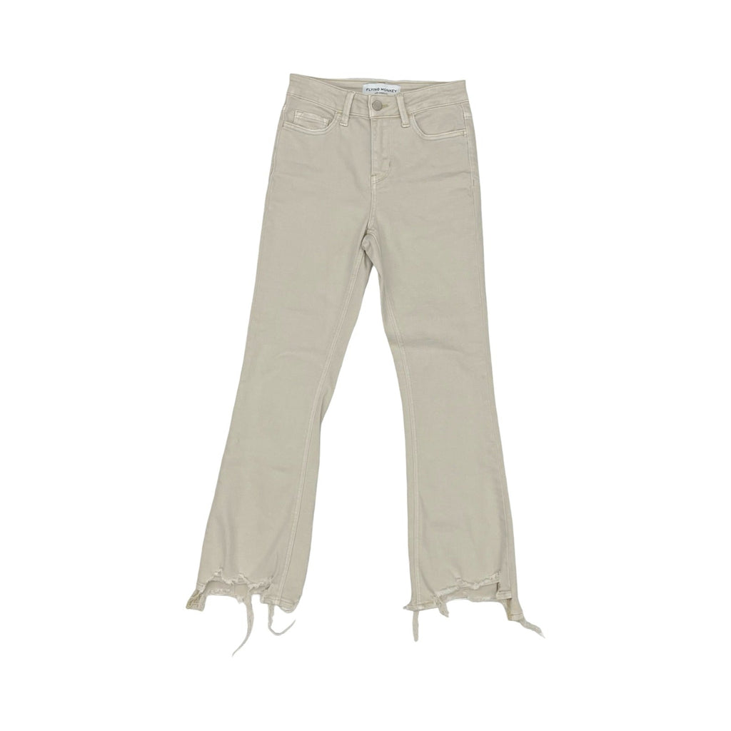 Jeans Cropped By Flying Monkey In Cream Denim, Size:0