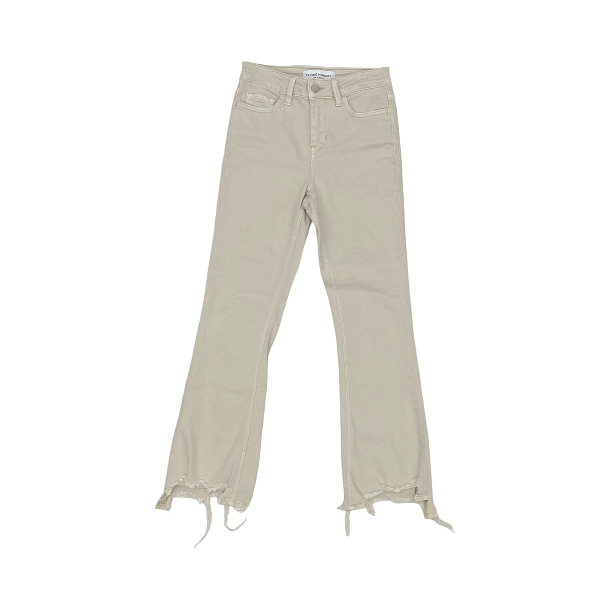 Jeans Cropped By Flying Monkey In Cream Denim, Size:0