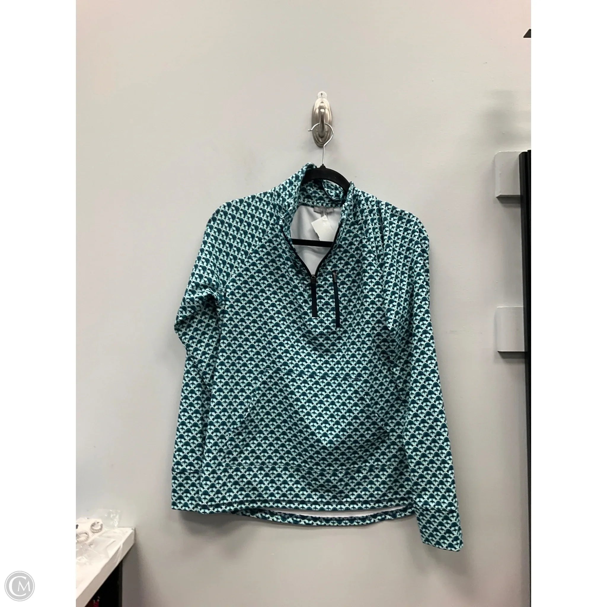 Athletic Top Long Sleeve Collar By Talbots In Blue & Green, Size: S