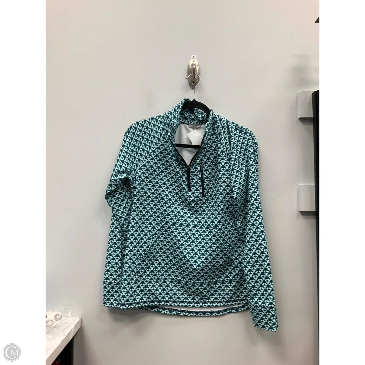 Athletic Top Long Sleeve Collar By Talbots In Blue & Green, Size: S
