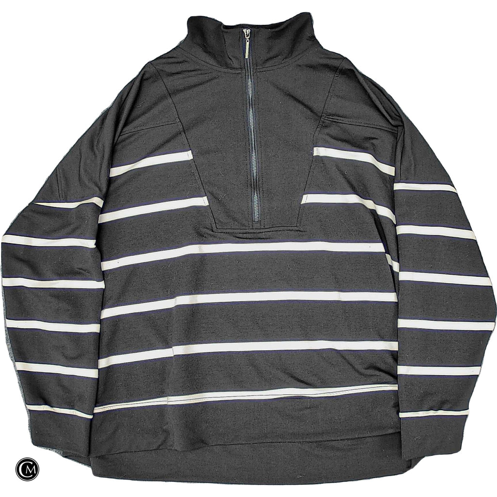 Sweatshirt Collar By Cable And Gauge In Black & White, Size: 3x