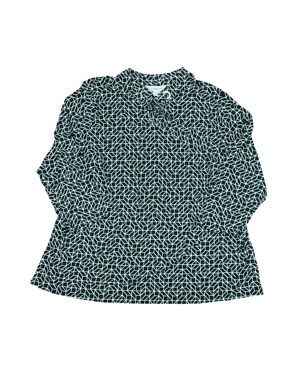 Top Ls By Liz Claiborne In Green & White, Size:1X
