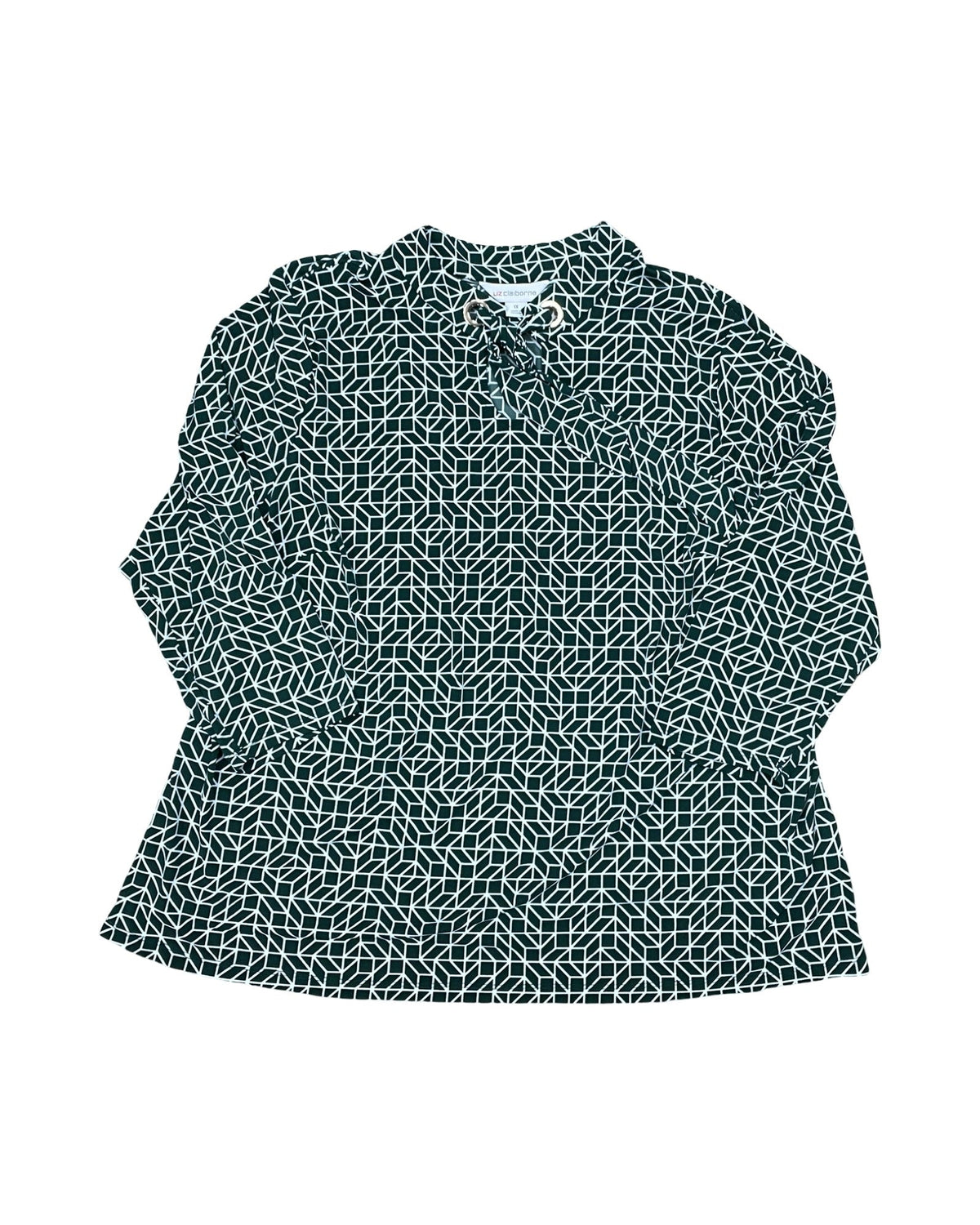 Top Ls By Liz Claiborne In Green & White, Size:1X