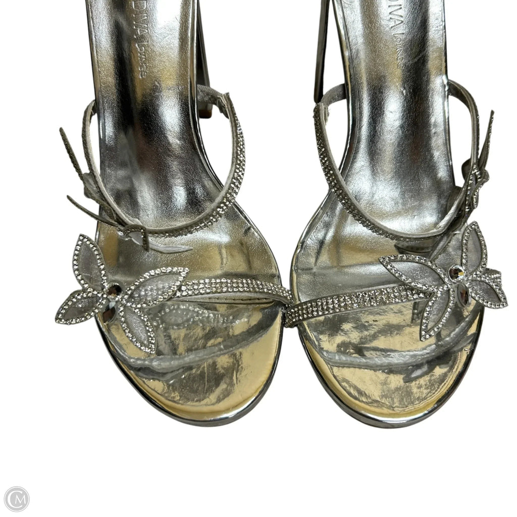 Sandals Heels Block By Wild Diva In Silver, Size: 10