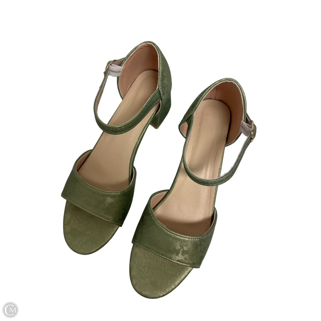 Sandals Heels Block By Clothes Mentor In Green, Size: 10.5