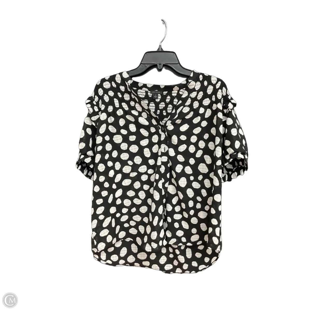 Top Short Sleeve By Ann Taylor In Polkadot Pattern, Size: M
