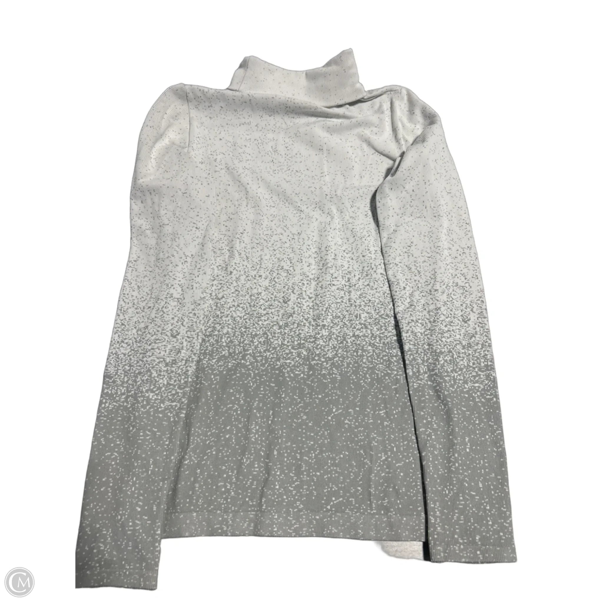 Athletic Top Long Sleeve Collar By Athleta In Grey & White, Size: M