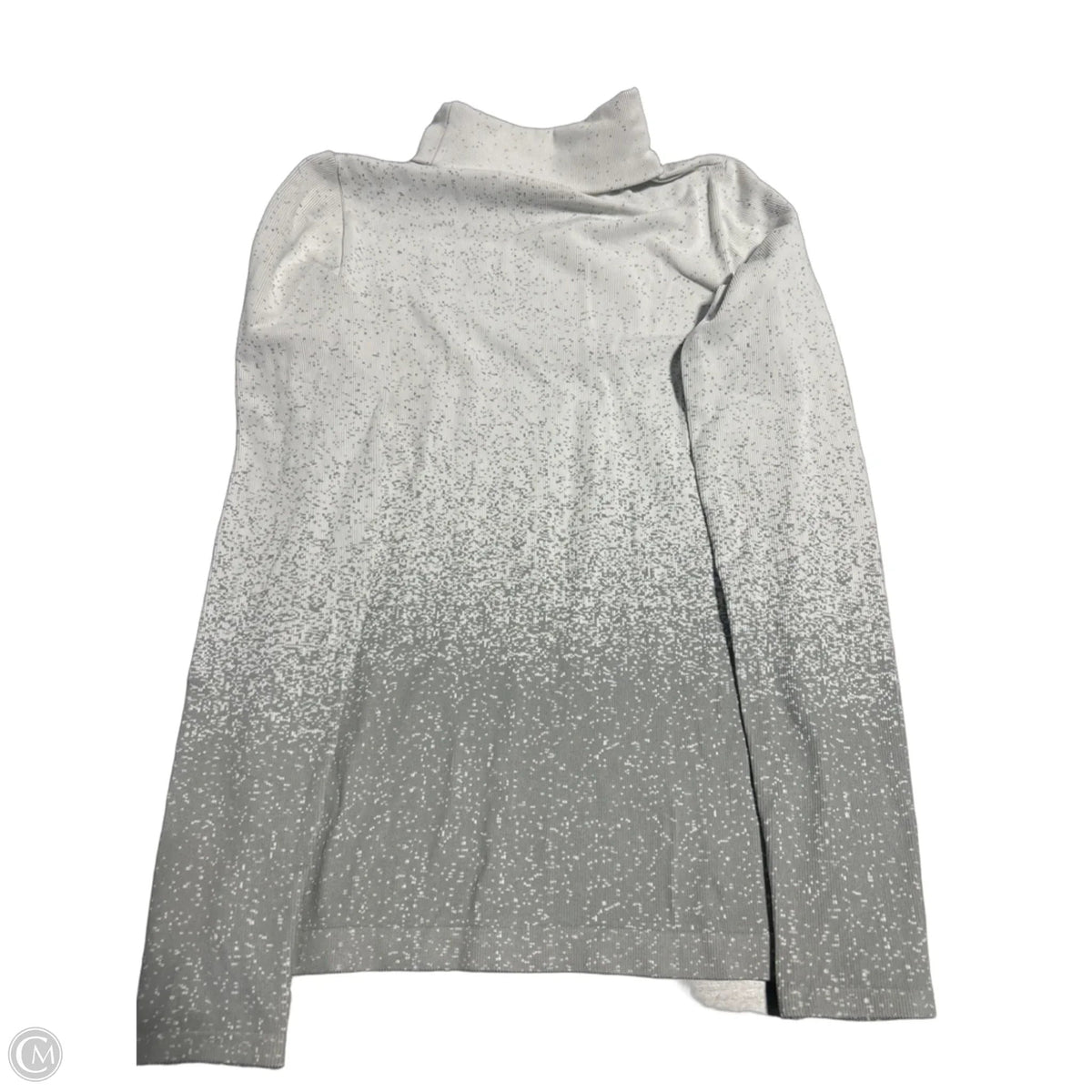 Athletic Top Long Sleeve Collar By Athleta In Grey & White, Size: M