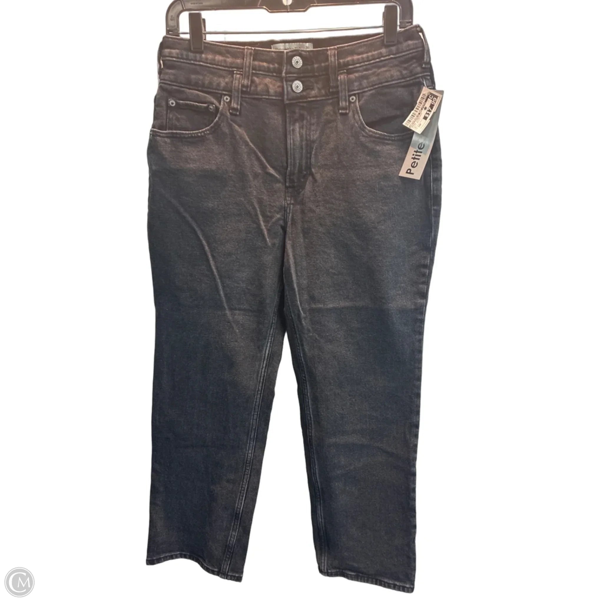 Jeans Straight By Abercrombie And Fitch In Black Denim, Size: 10p