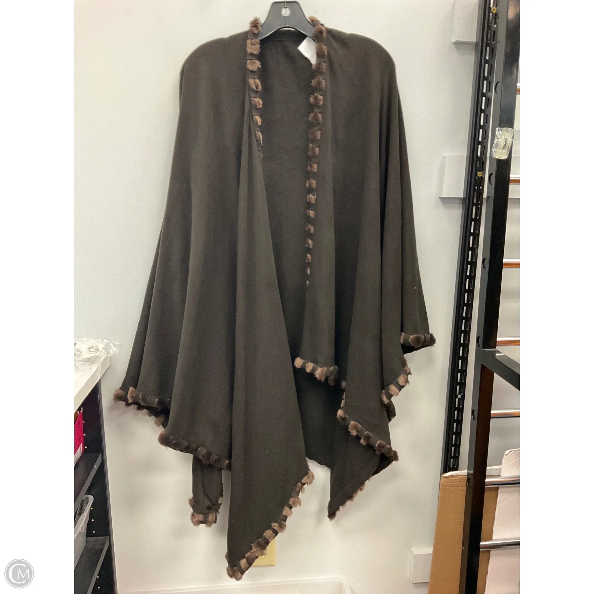 Poncho By Clothes Mentor In Black & Brown, Size: Osfm