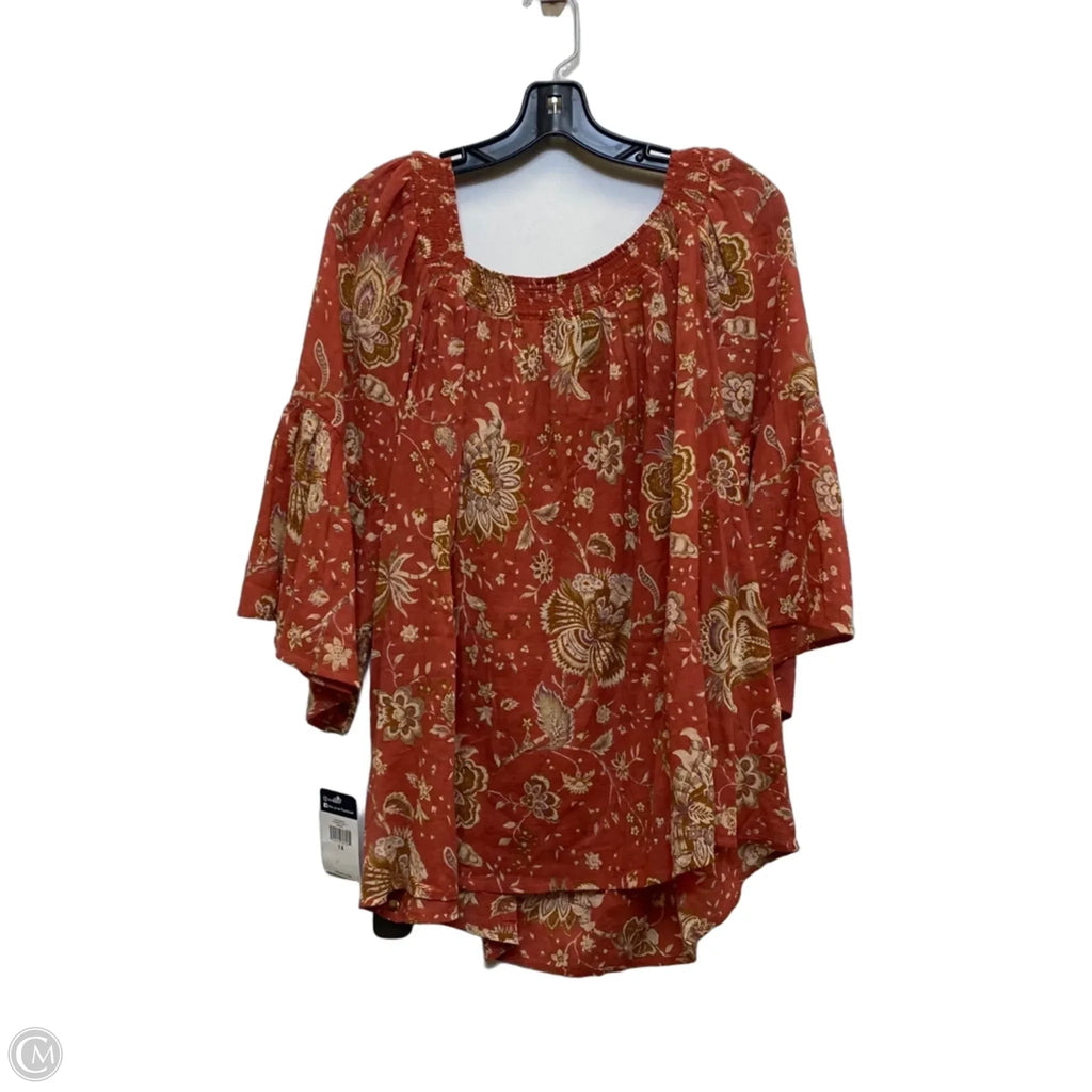 Top 3/4 Sleeve By Chaps In Orange, Size: 1x