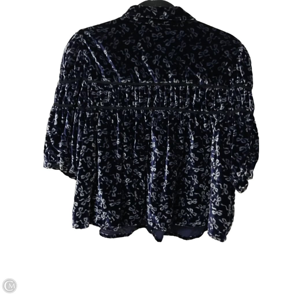 Top Short Sleeve By Maeve In Black & Silver, Size: L