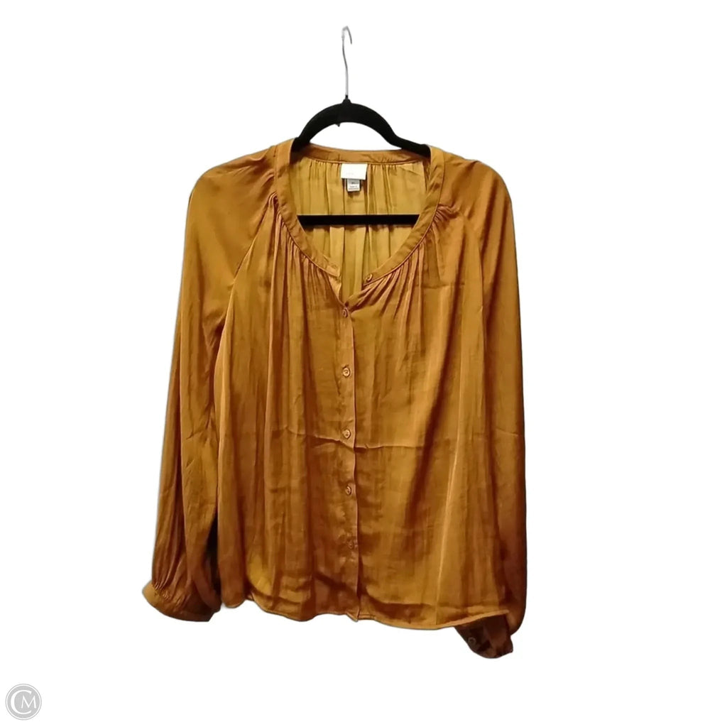 Blouse Long Sleeve By A New Day In Brown, Size: Xl