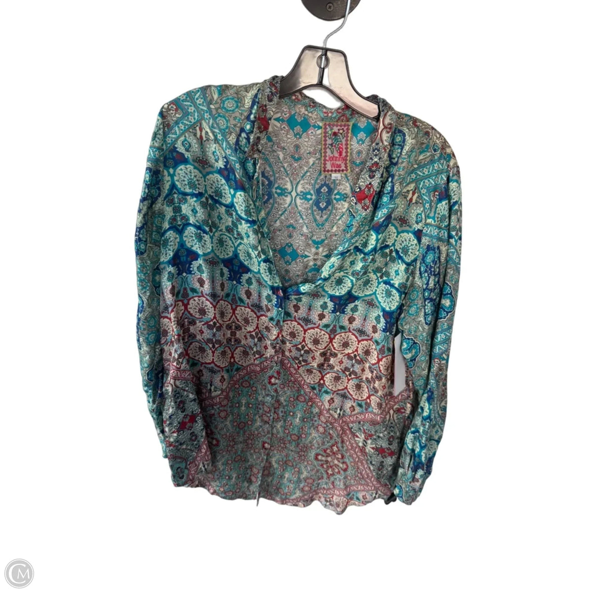 Top Long Sleeve Designer By Johnny Was In Blue & Red, Size: M