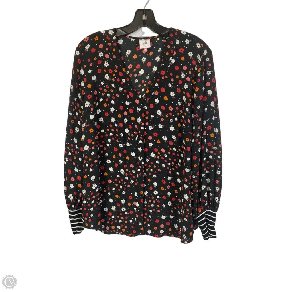 Top Long Sleeve By Cabi In Floral Print, Size: L