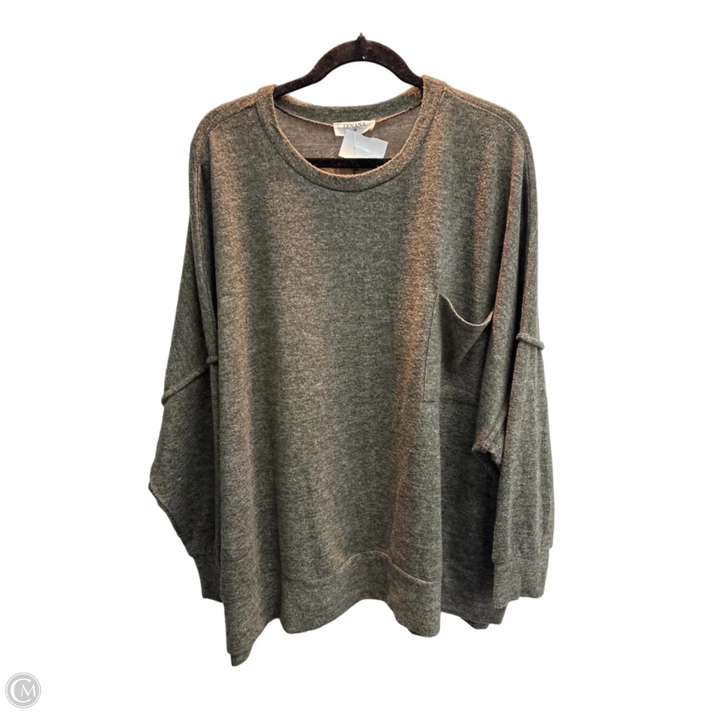 Top Long Sleeve By Zenana In Green, Size: 3x