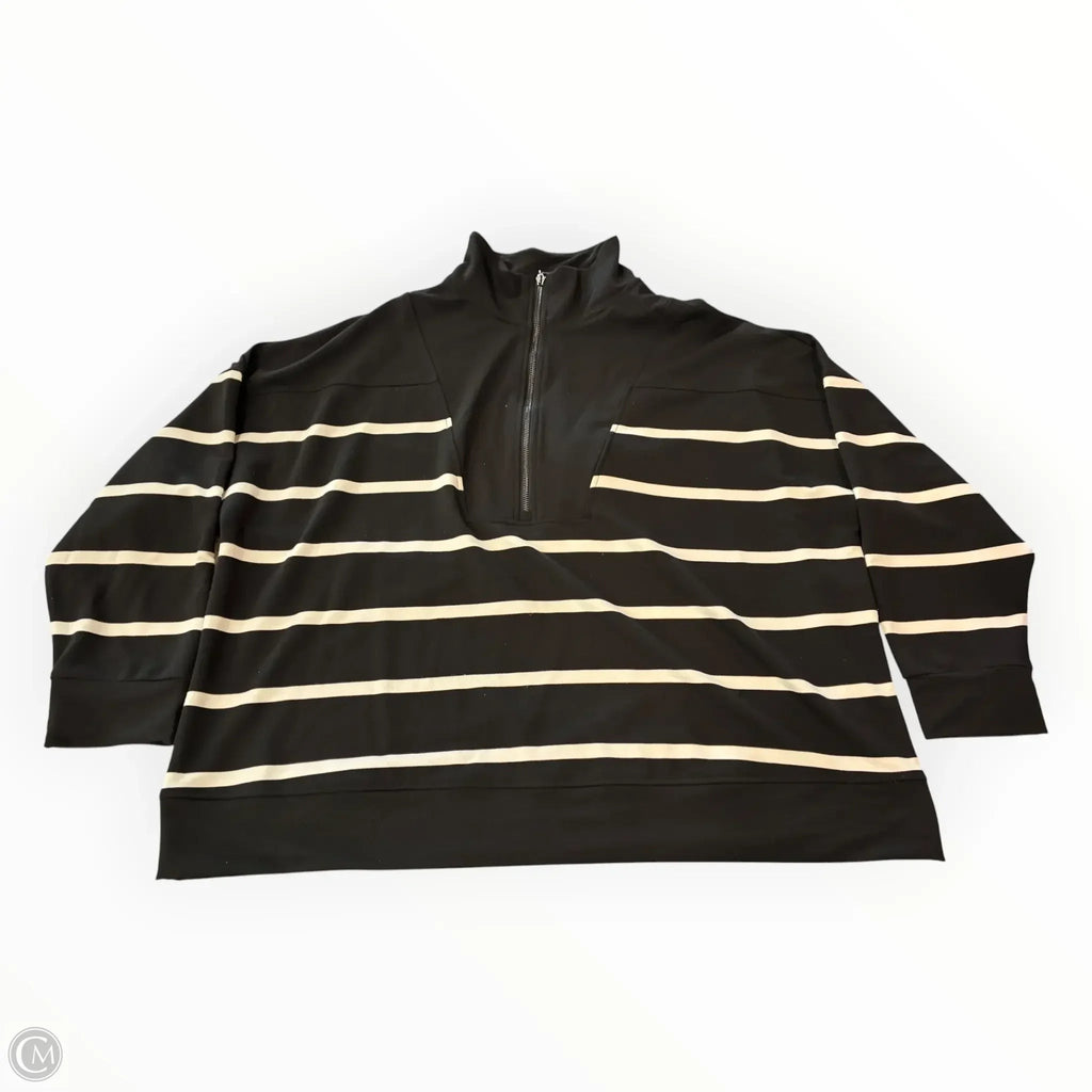 Sweatshirt Collar By Cable And Gauge In Black & White, Size: 3x