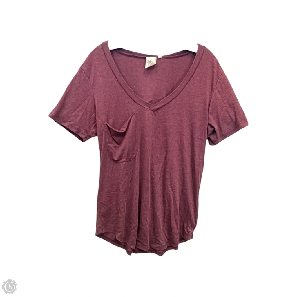 Top Short Sleeve Basic By White Crow In Maroon, Size: L