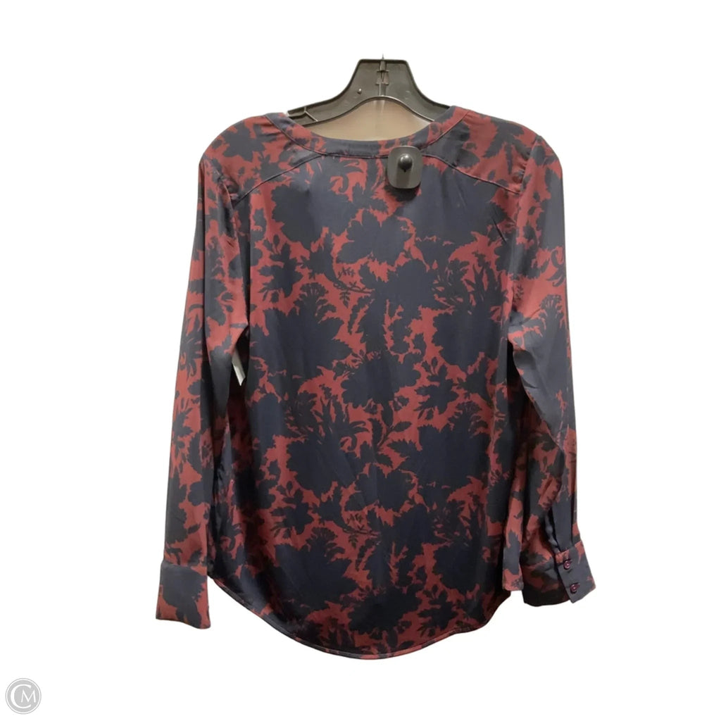 Blouse Long Sleeve By Ann Taylor In Blue & Red, Size: M