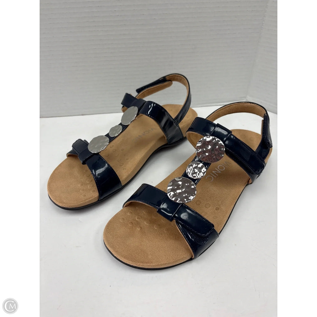 Sandals Flats By Vionic In Navy, Size: 8.5
