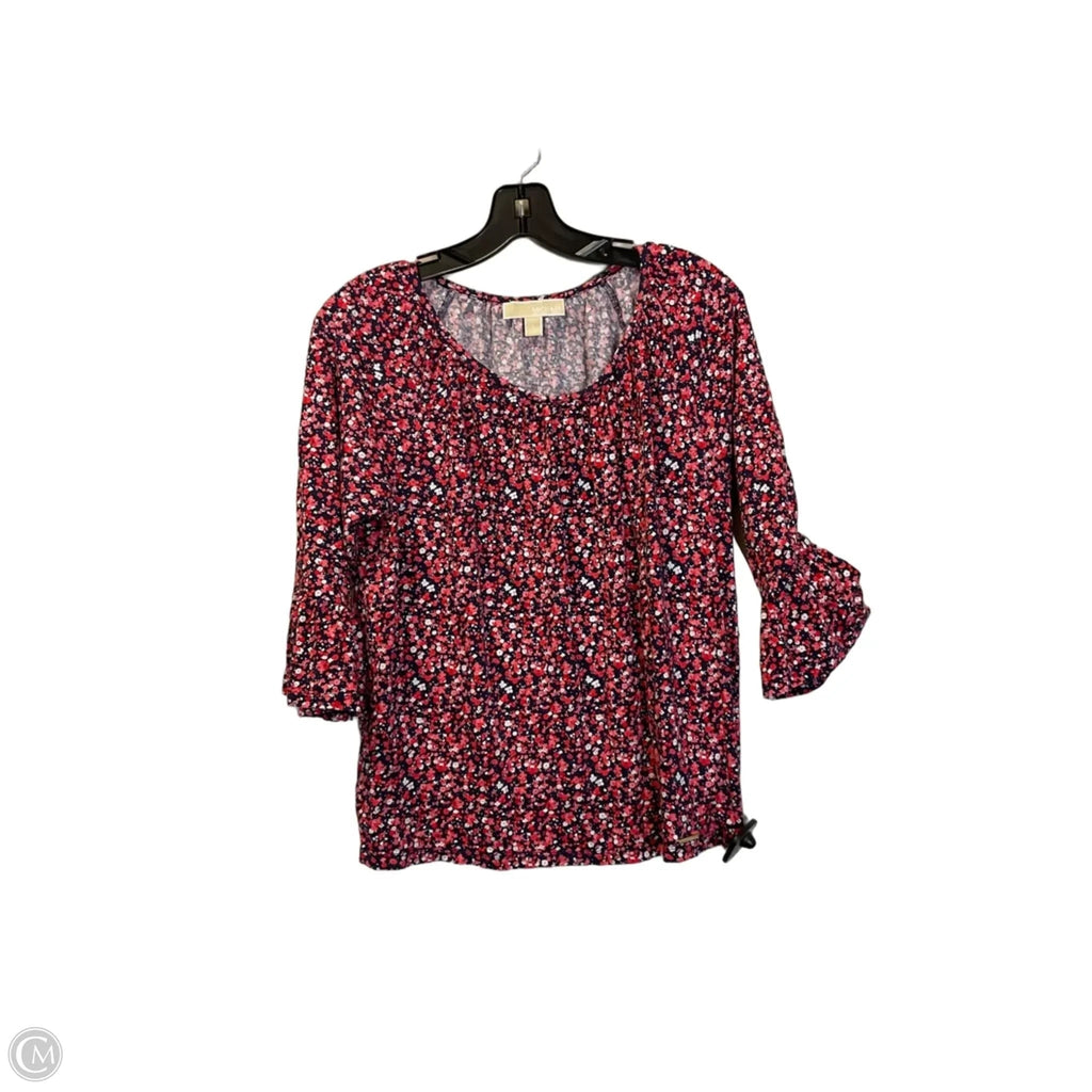Top 3/4 Sleeve By Michael By Michael Kors In Floral Print, Size: L